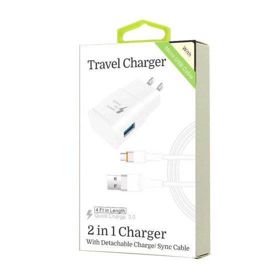 2 in 1 Charger for Samsung Micro USB v8 v9 (QC)