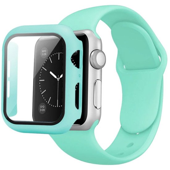 Silicone Band & Snap-on Case For iWatch 4/5/6 44mm (turquoise) Silicone Band & Snap-on Case For iWatch 4/5/6 44mm (turquoise)