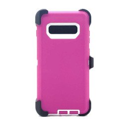 Defender Case w/ Clip For Samsung  S10 (pink+white)