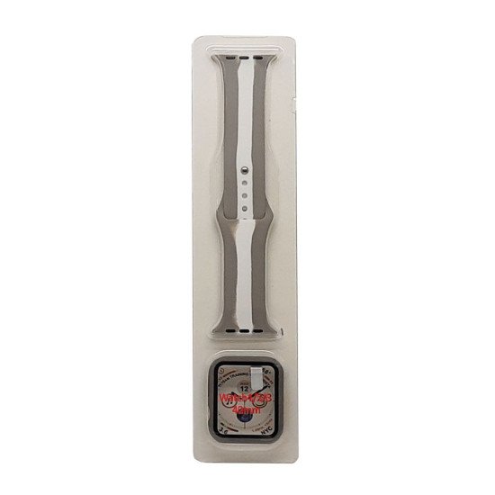Stripe Silicone Band & Snap-on Case For iWatch 4/5/6 40mm (grey)