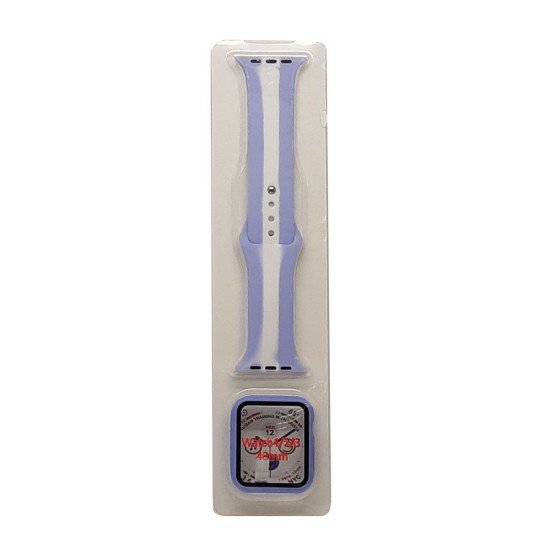 Stripe Silicone Band & Snap-on Case For iWatch 4/5/6 40mm (purple)