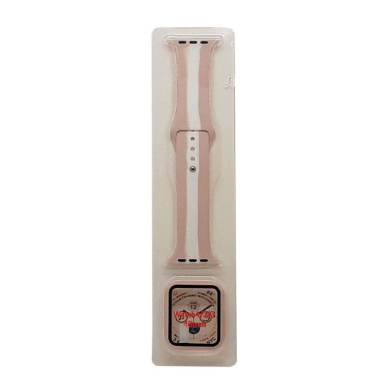 Stripe Silicone Band & Snap-on Case For iWatch 4/5/6 40mm (rose gold)