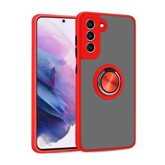 TPU Case w/ Magnetic Ring for Samsung S21 FE (red) TPU Case w/ Magnetic Ring for Samsung S21 FE (red)