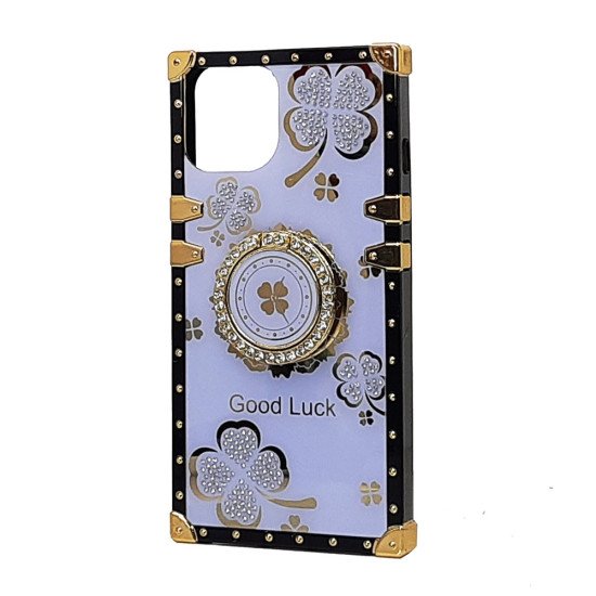 Clover Design TPU Ring Case for iPhone 14 Plus (purple)