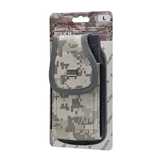Vertical Grey Camo Rugged Nylon Pouch (Large)