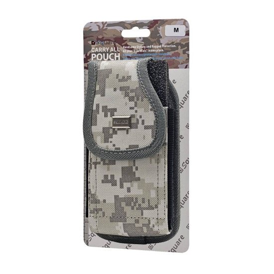 Vertical Grey Camo Rugged Nylon Pouch (Medium)