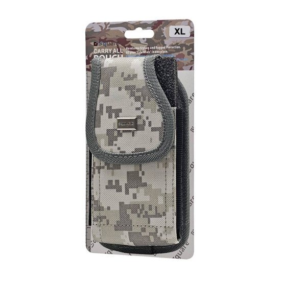 Vertical Grey Camo Rugged Nylon Pouch (XL)