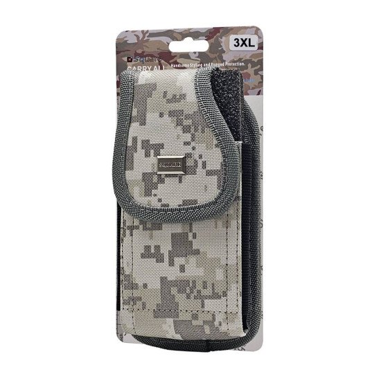 Vertical Grey Camo Rugged Nylon Pouch (3XL)