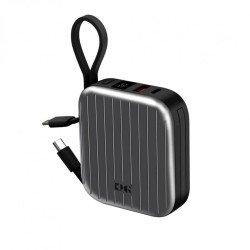 KPG113 10k mAh 22.5W Power Bank w/ Built-in Cable (black)