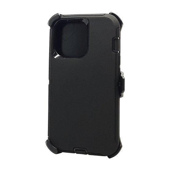 Defender Case w/ Clip For iPhone 15 Pro Max (black)